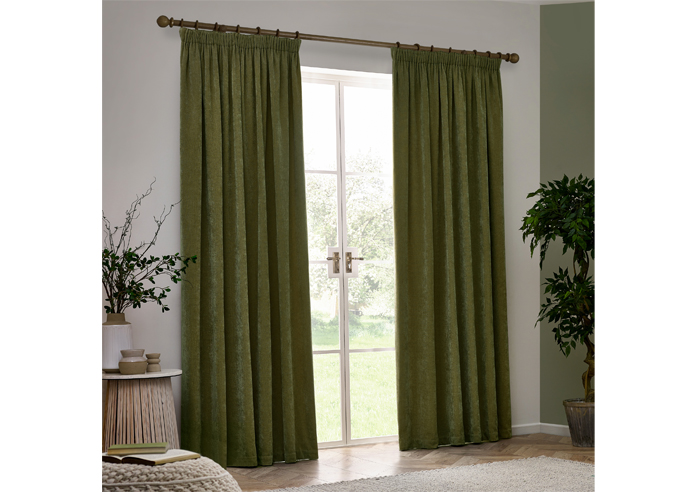 Heavy Chenille Pencil Pleat, Olive - Ready Made Curtains - Image 7